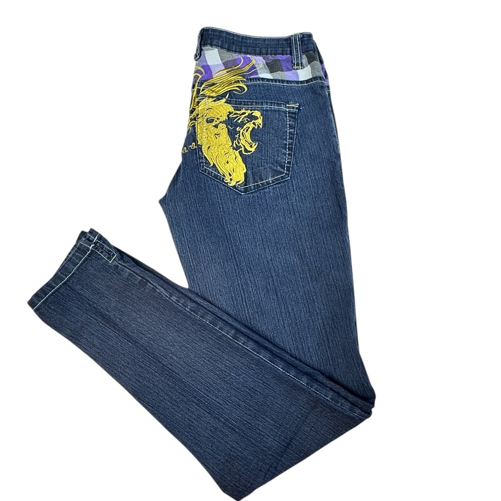 Royal Underground Embroidered Statement Jeans Low Rise Y2K Denim 9